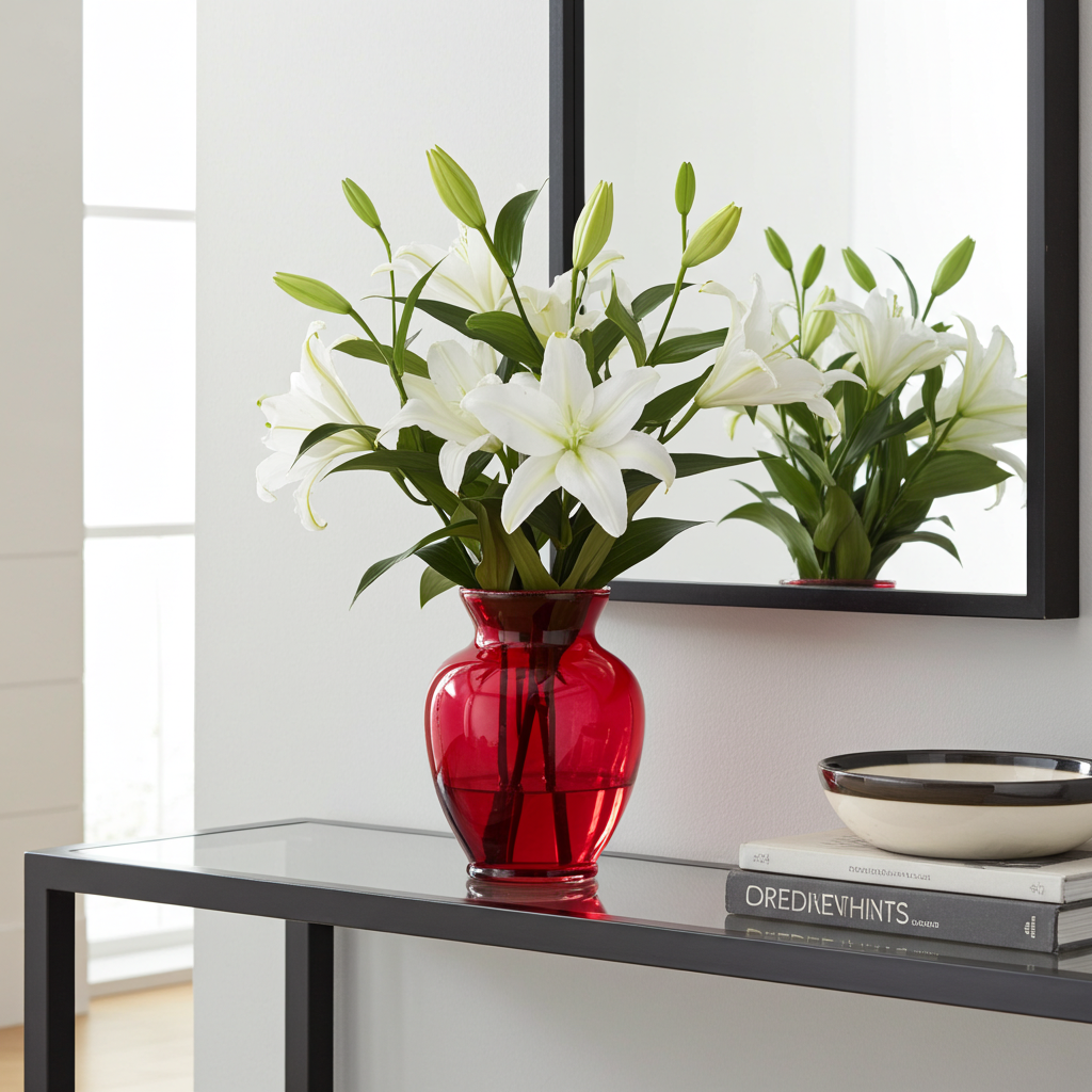 Cranberry Swirl Art Glass Vase