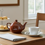 Brown Glazed Stoneware Teapot - Squat Round Form