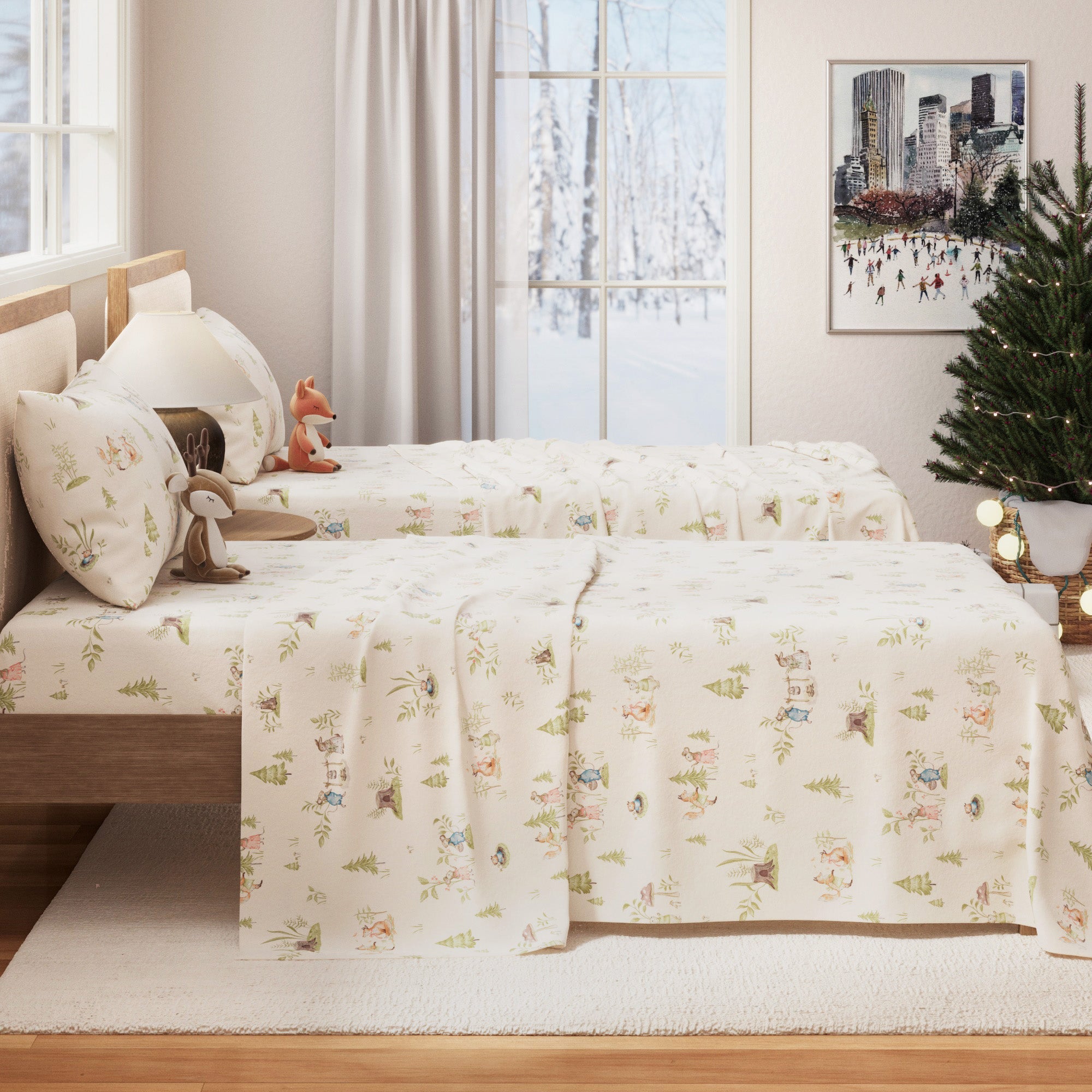 Parure de draps en flanelle de coton turc - Collection Noël pour enfants