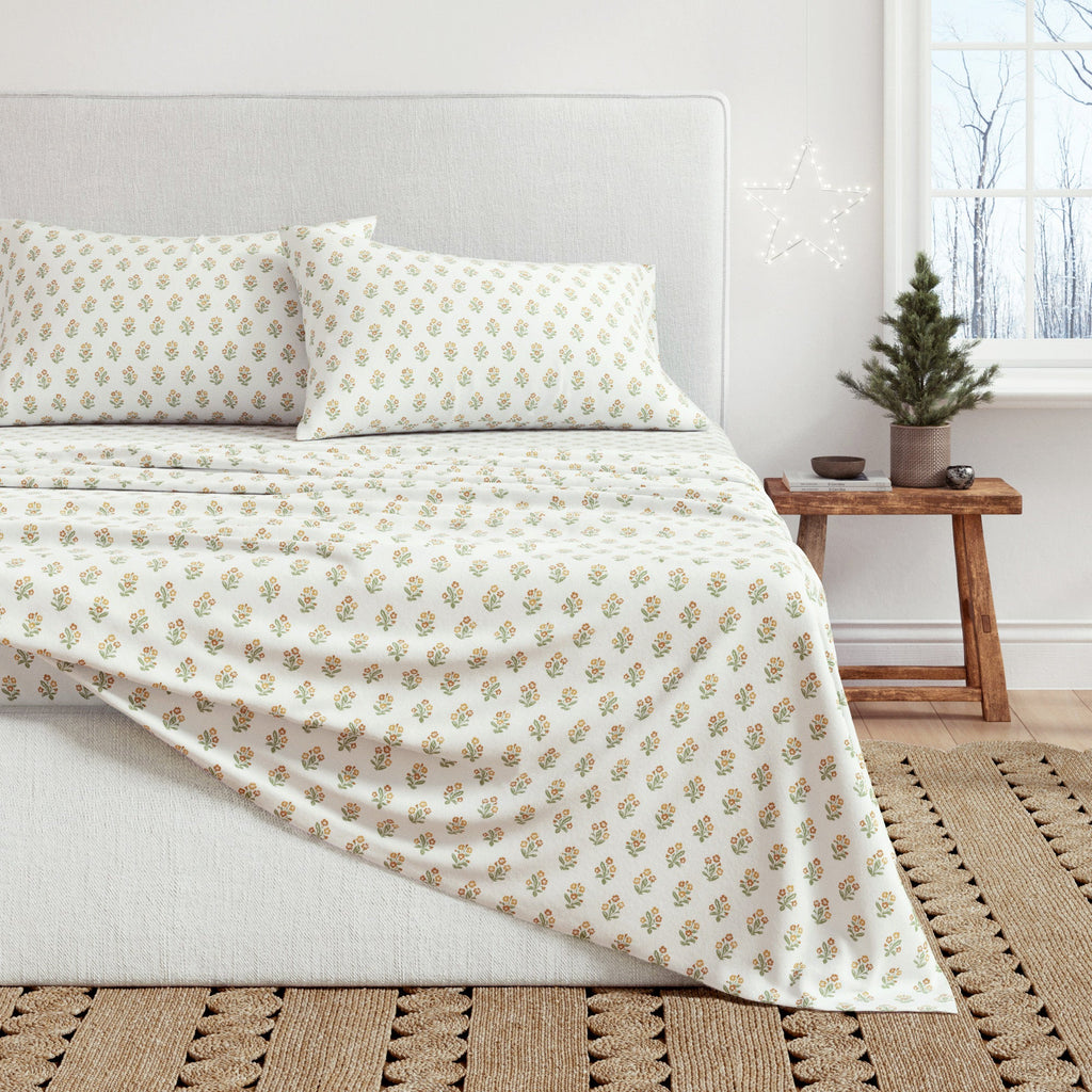 Parure de draps en flanelle de coton turc - Collection florale d'hiver