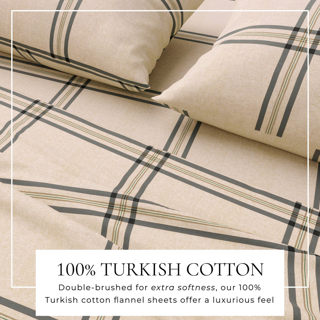 Bettwäsche-Set aus türkischer Baumwoll-Flanell – Karo- & Streifen-Kollektion