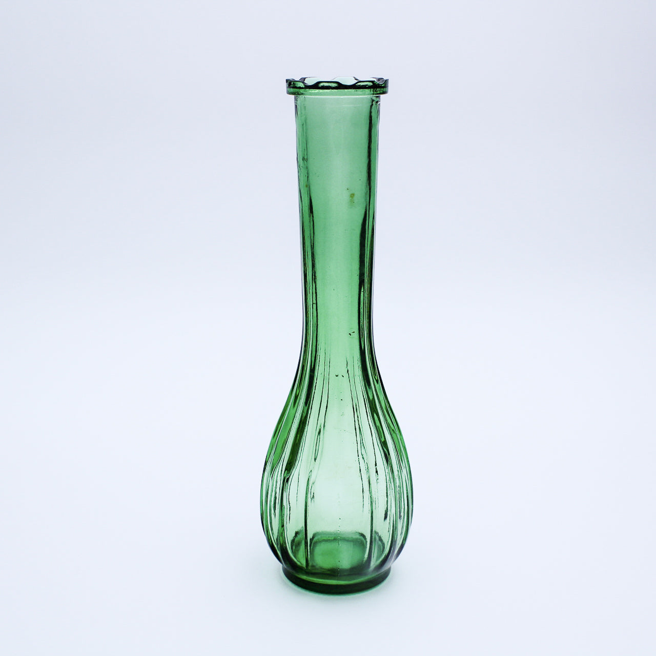 Emerald Ribbed Glass Bud Vase — Portland Glass