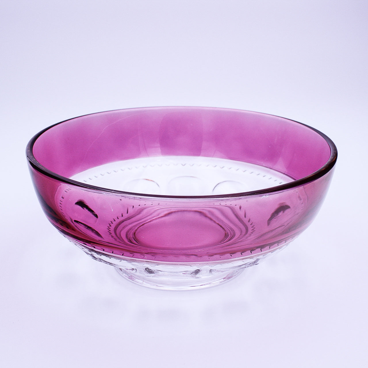 Tiffin‑Franciscan King’s Crown Thumbprint Compote – Cranberry Flashed