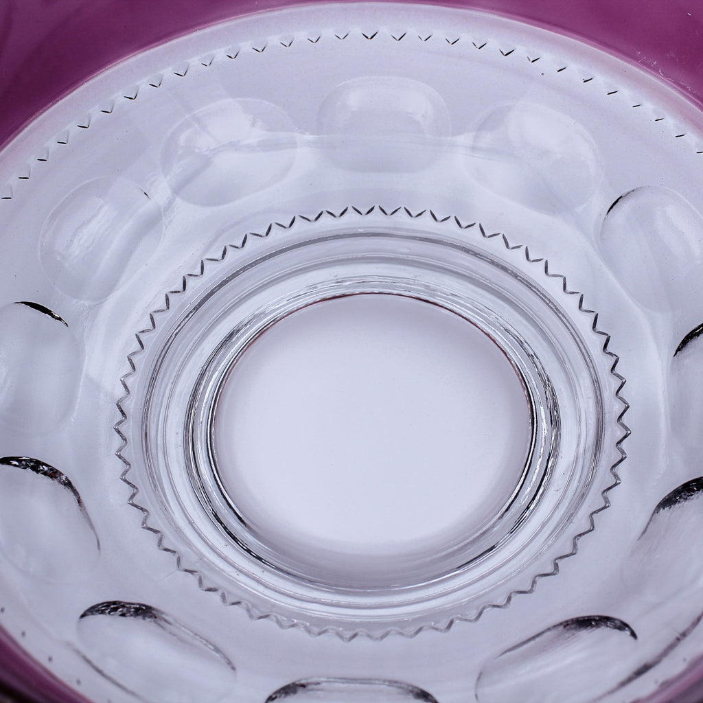 Tiffin‑Franciscan King’s Crown Thumbprint Serving Bowl – Cranberry Flashed