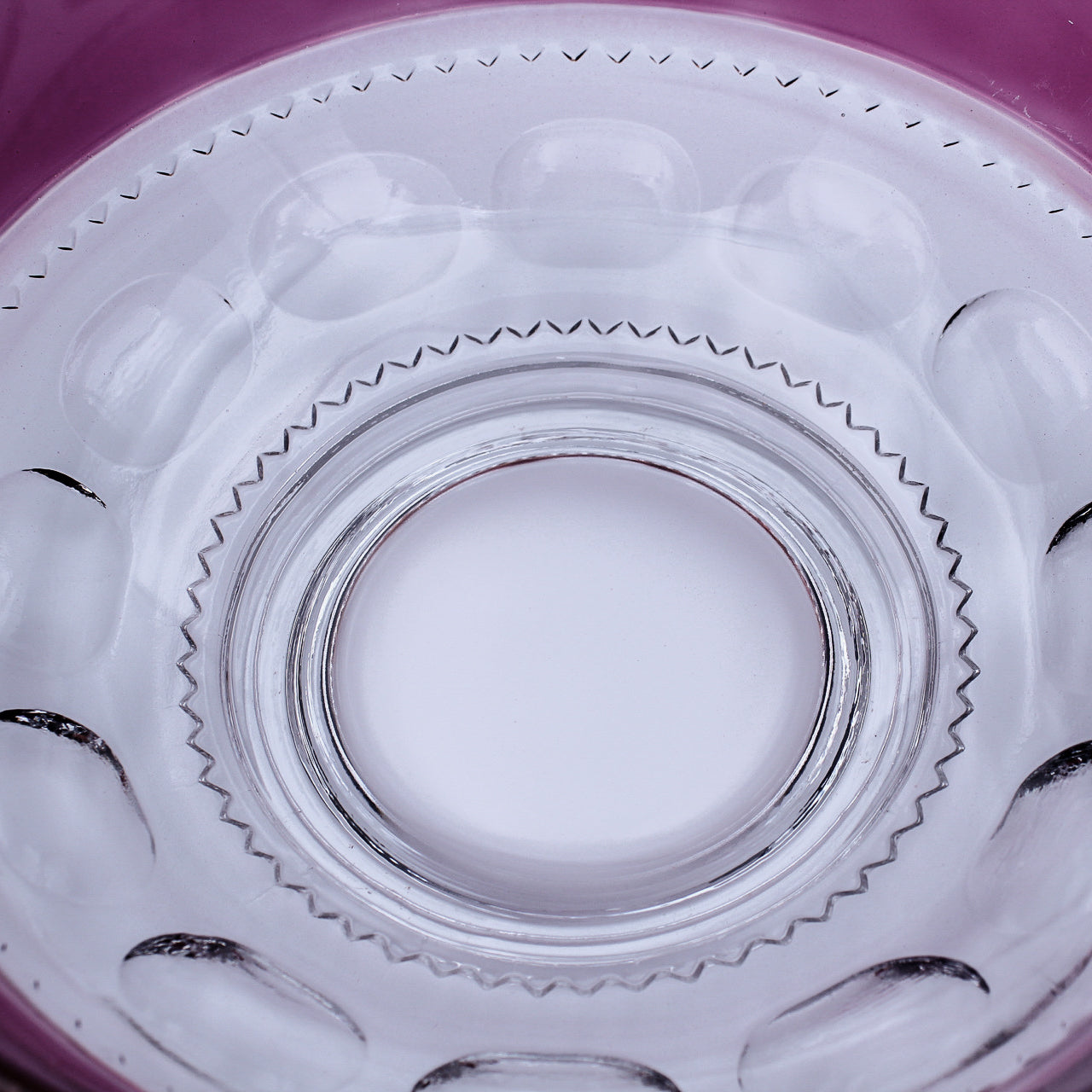 Tiffin‑Franciscan King’s Crown Thumbprint Compote – Cranberry Flashed