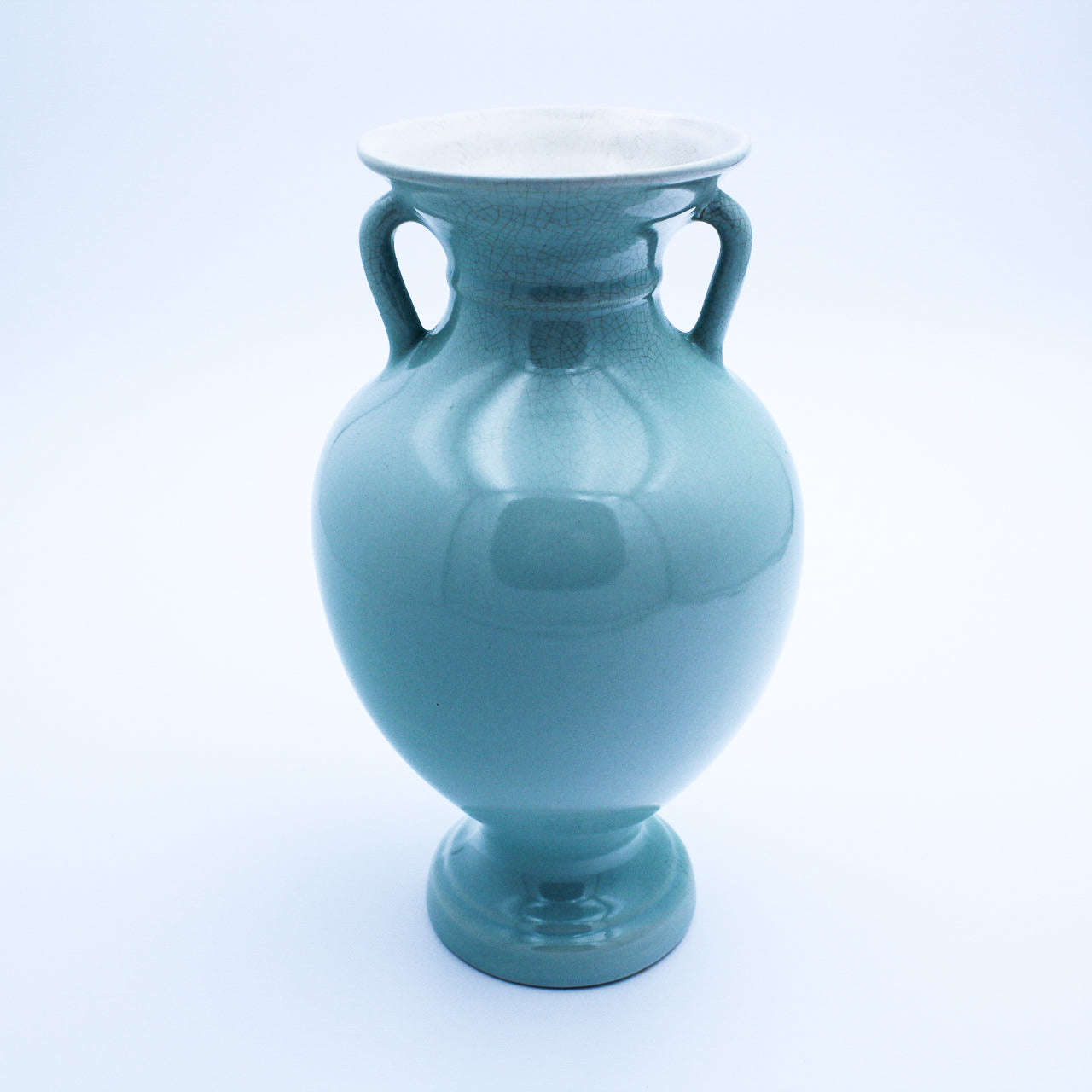 Coors Pottery Tall Pastel Green Vase with White Interior — 9.75"