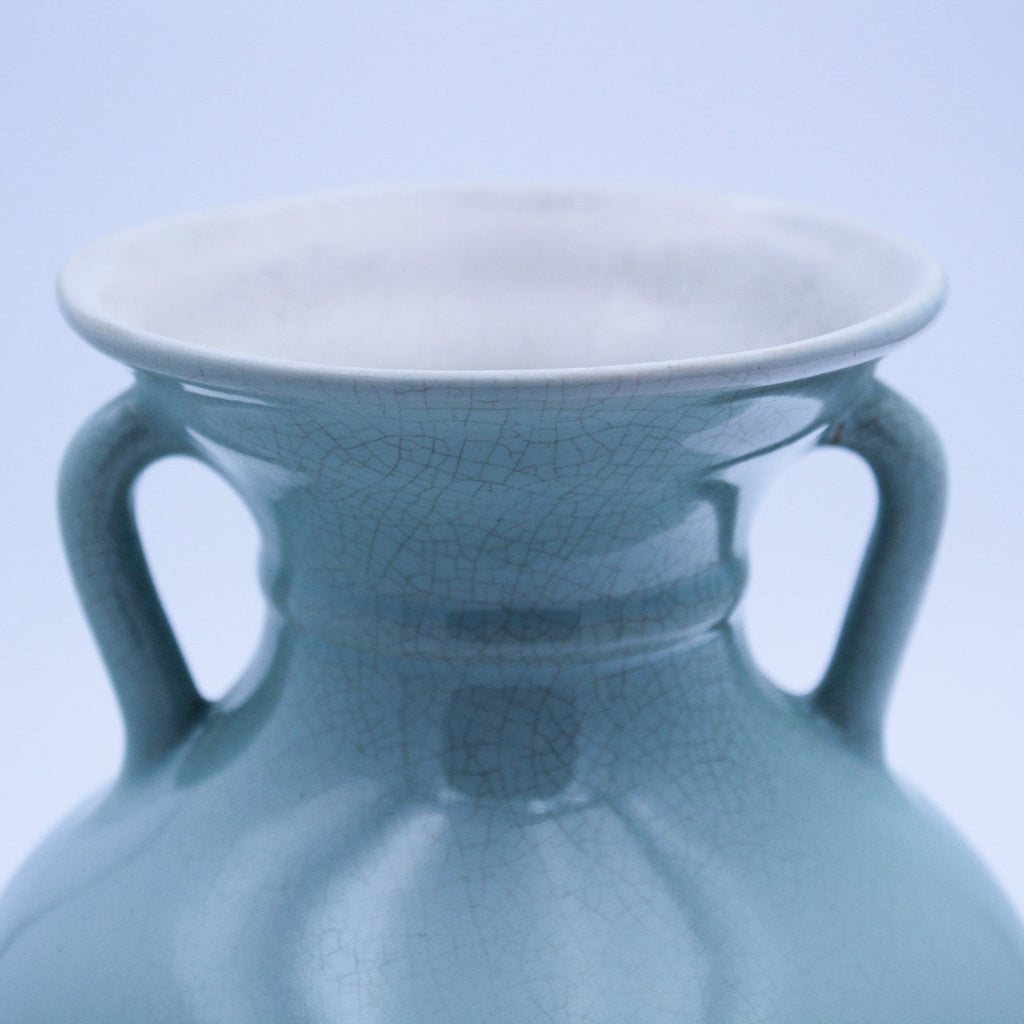 Coors Pottery Tall Pastel Green Vase with White Interior — 9.75"