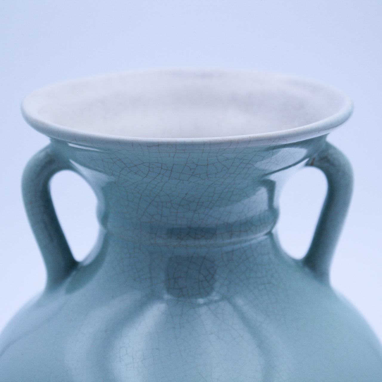 Coors Pottery Tall Pastel Green Vase with White Interior — 9.75"