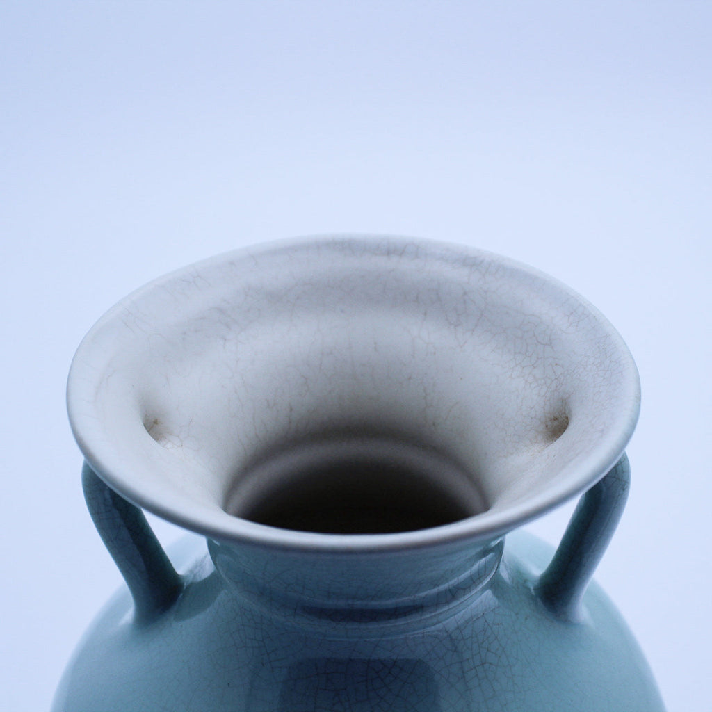 Coors Pottery Tall Pastel Green Vase with White Interior — 9.75"