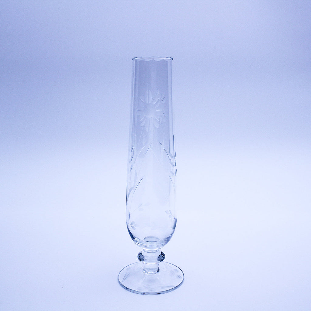 Vase soliflore en verre transparent avec base piédestal — 22,9 cm H
