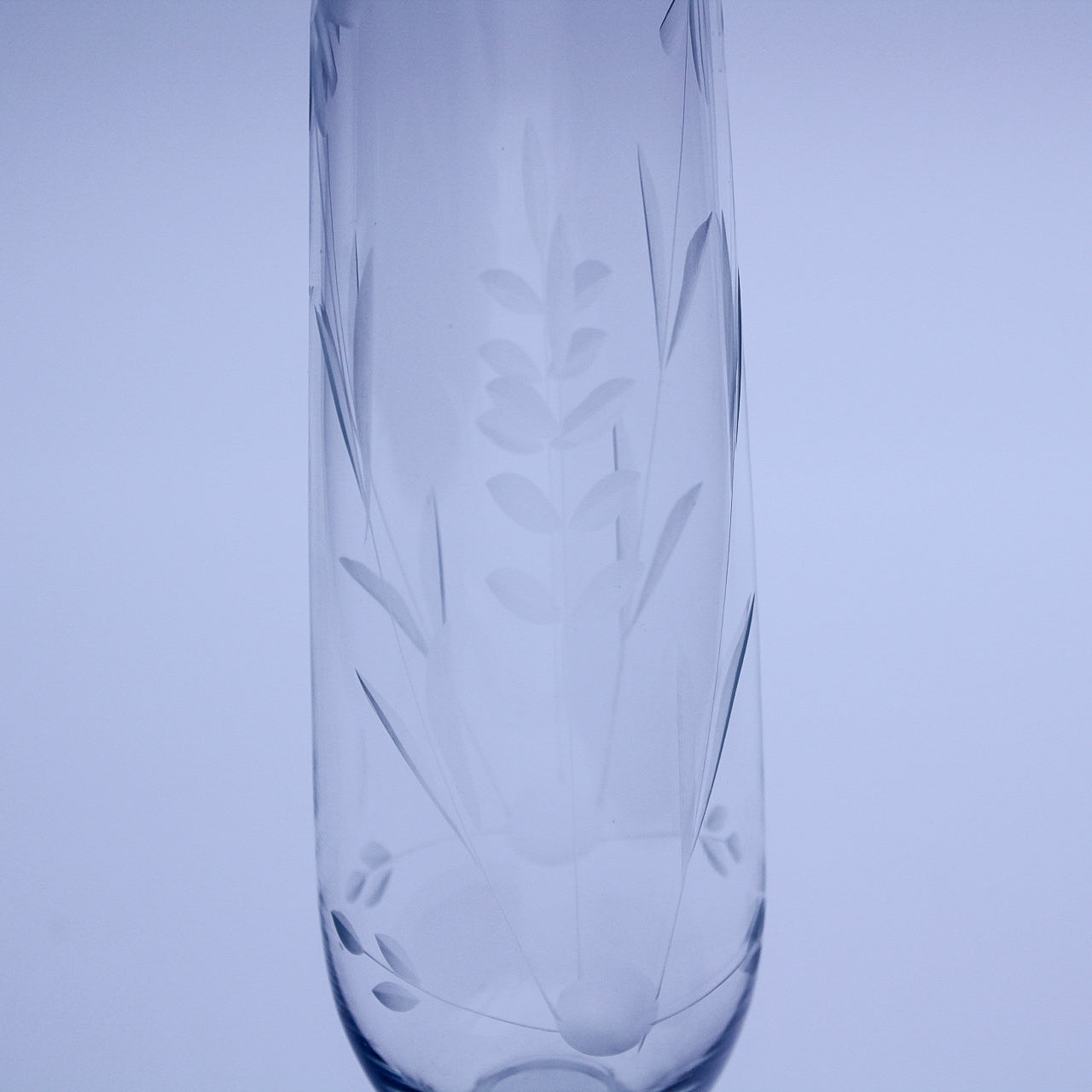 Clear Glass Bud Vase with Pedestal Base & Etched Floral Detail — 9"