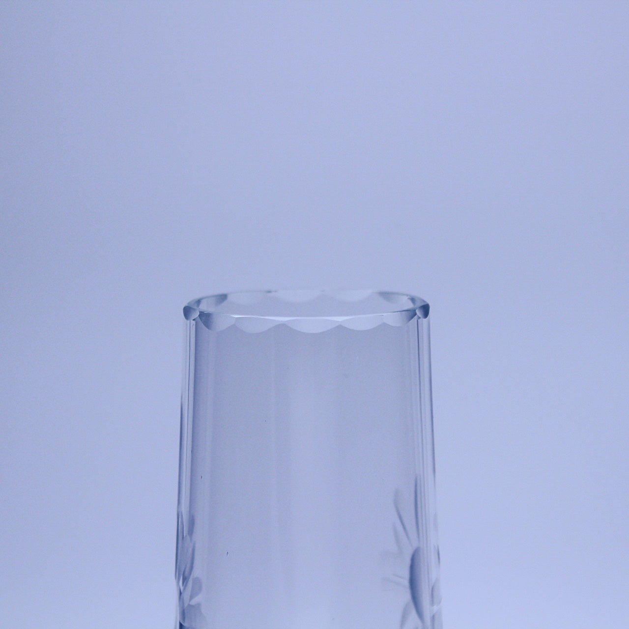 Clear Glass Bud Vase with Pedestal Base & Etched Floral Detail — 9"