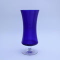 Blaue Kobaltglasvase, klarer Sockel, 24,13 cm