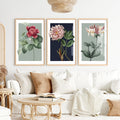 Vintage Botanical Wall Art Classic Flower Set of 3