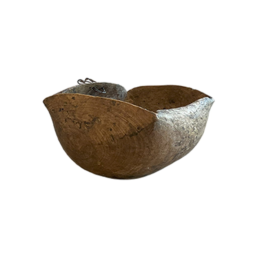 Aged Wood Sculptural Bowl