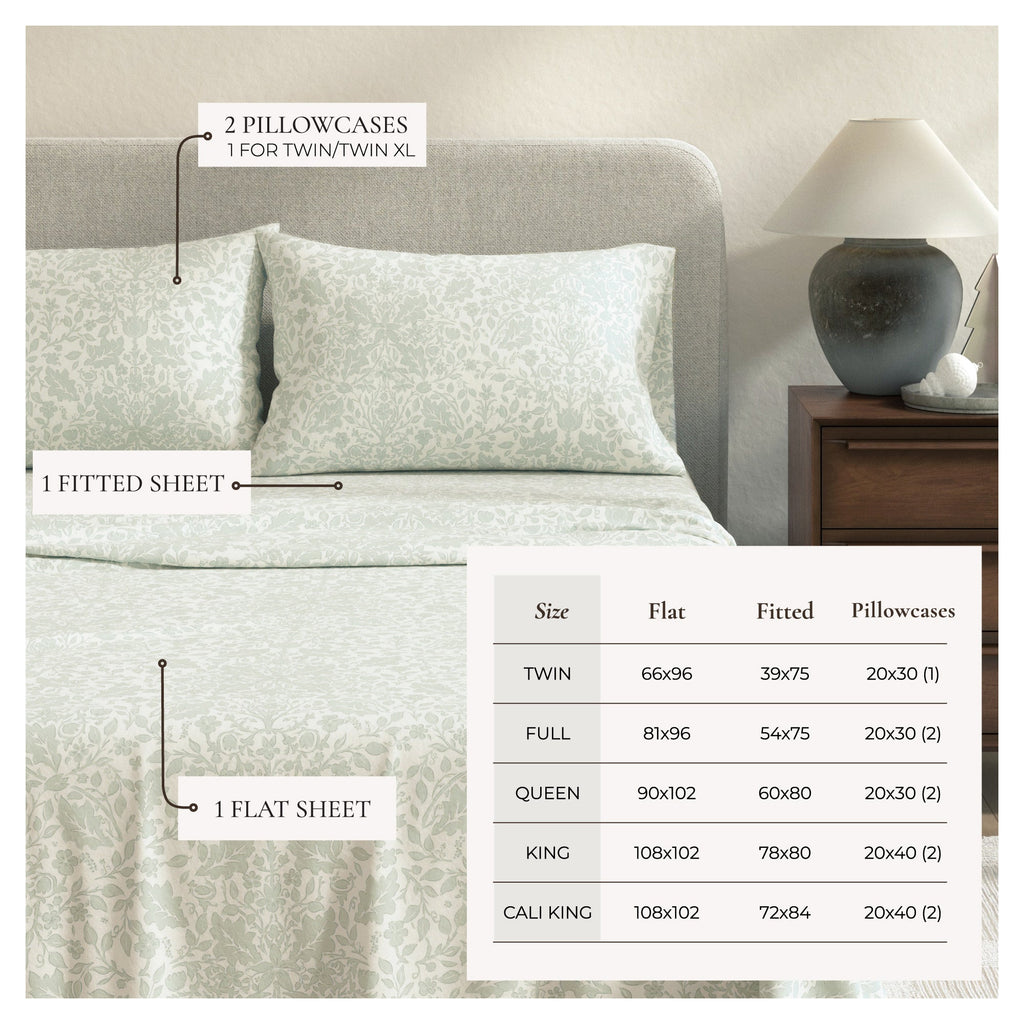 Parure de draps en flanelle de coton turc - Collection florale d'hiver