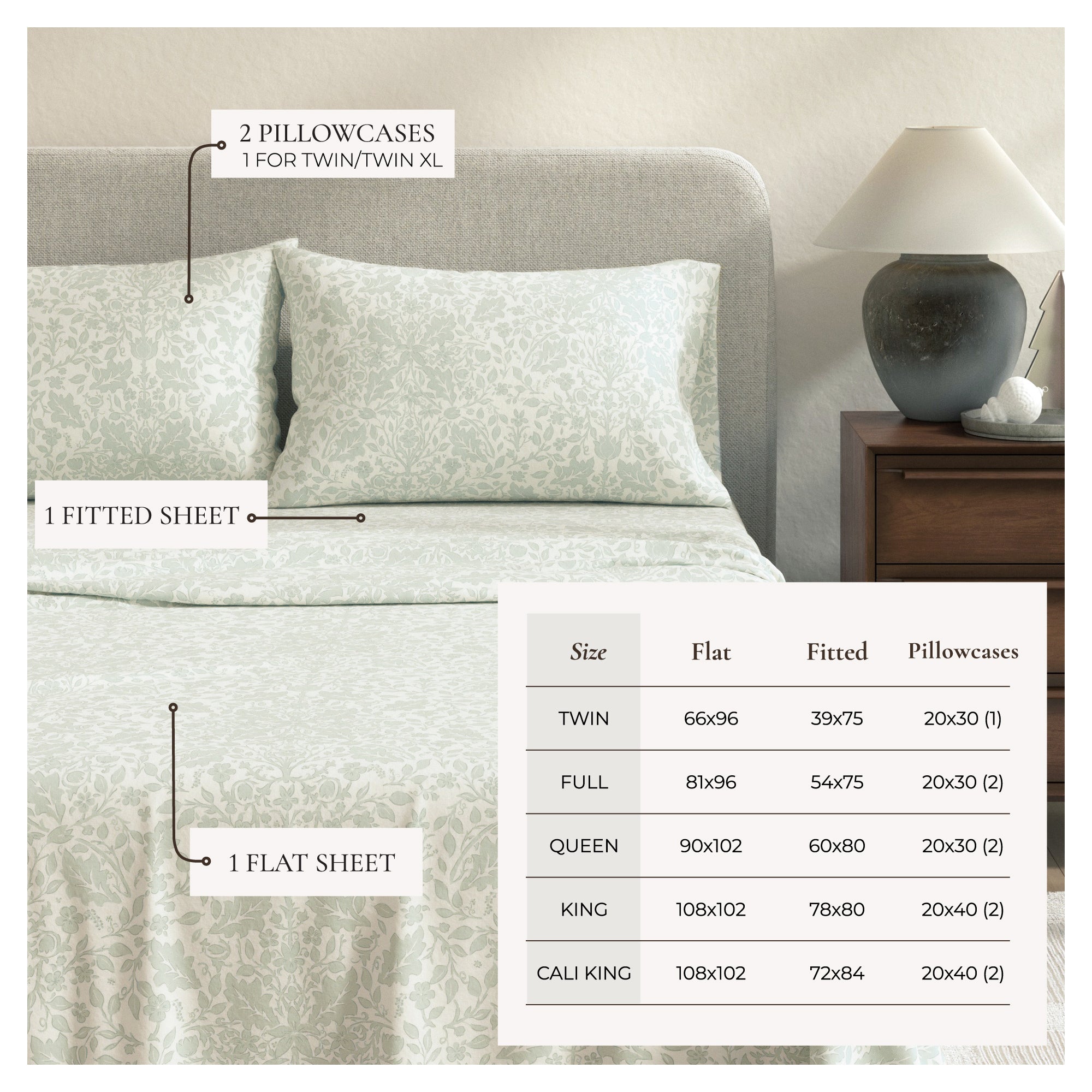 Parure de draps en flanelle de coton turc - Collection florale d'hiver