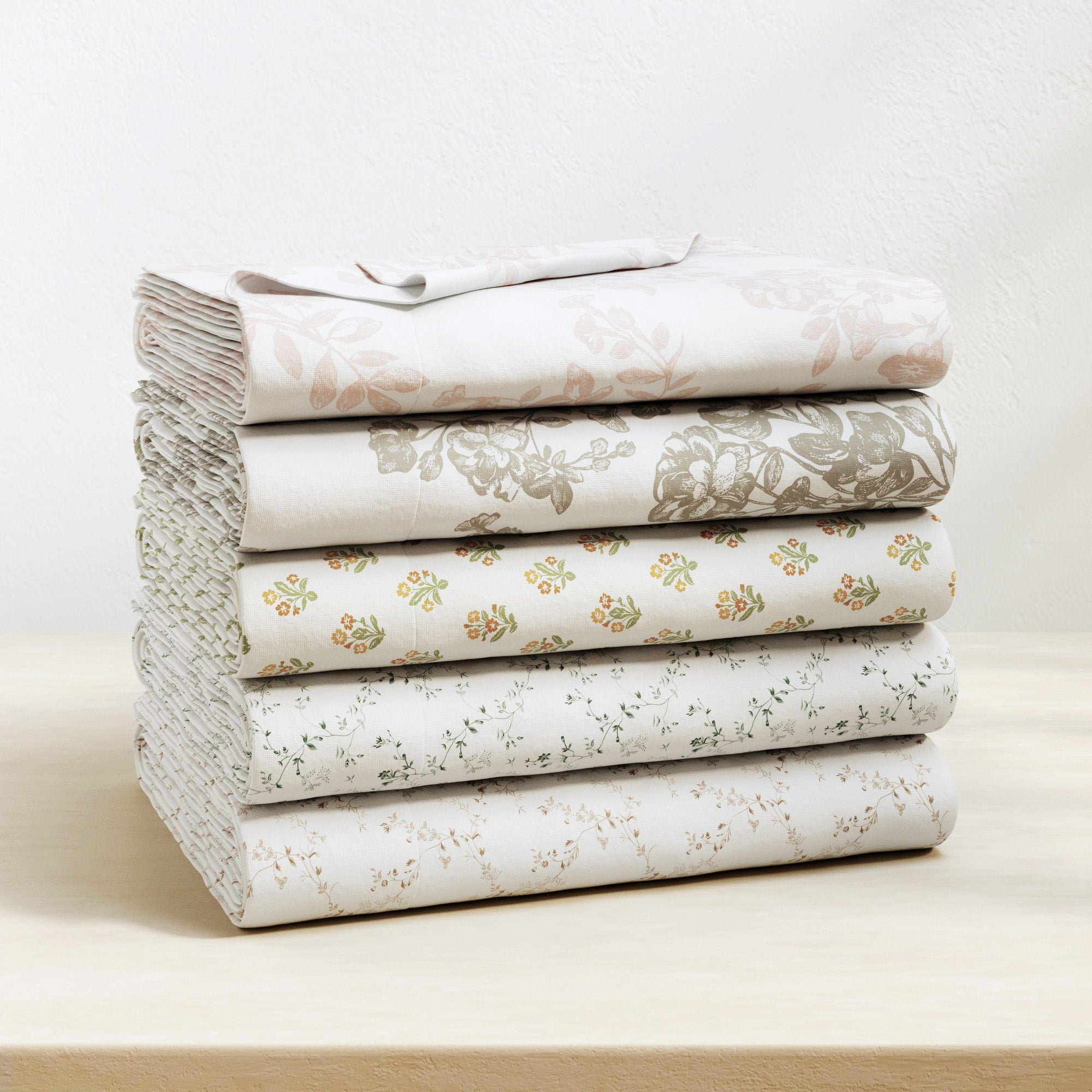 Parure de draps en flanelle de coton turc - Collection florale d'hiver