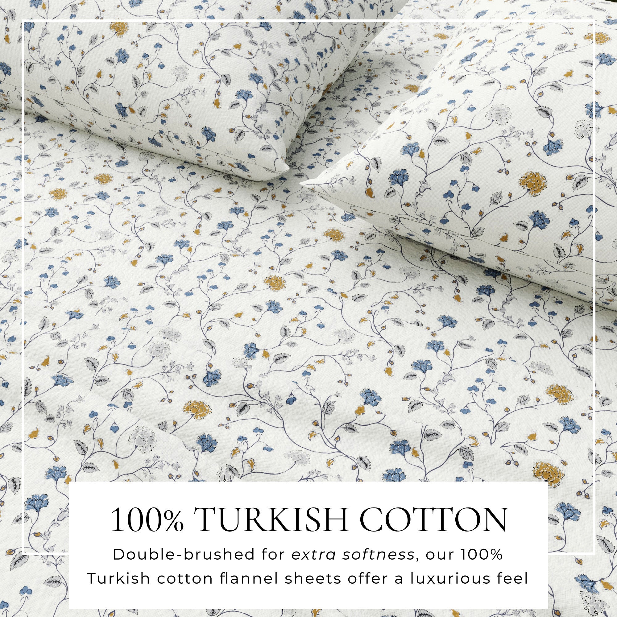 Parure de draps en flanelle de coton turc - Collection florale d'hiver