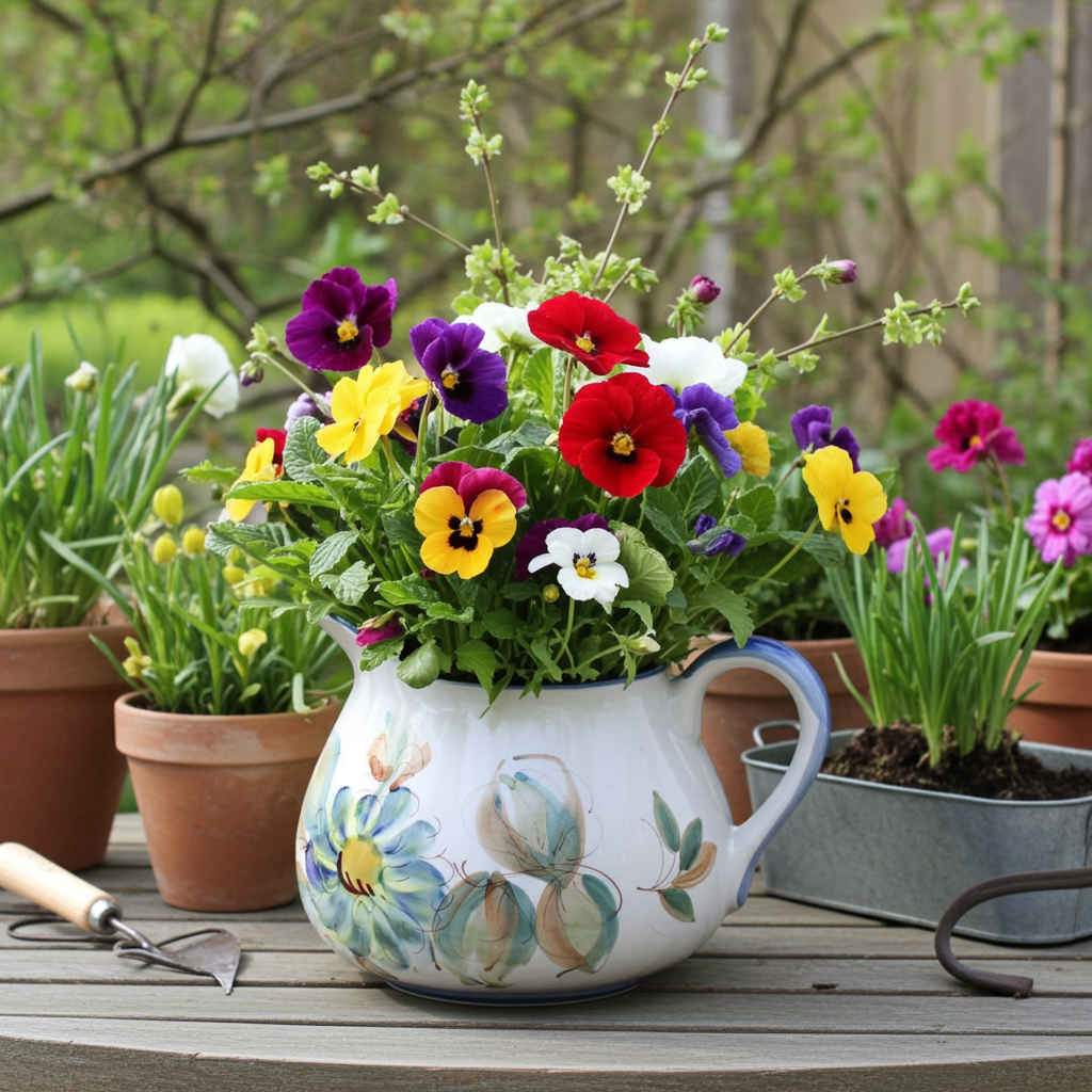 Sela Portugal Hand‑Painted Floral Ceramic Planter