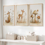 Waldtiermotive für das Kinderzimmer – Fuchs, Reh & Pilze