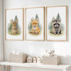 Wandkunst für Kinderzimmer – Hasen-, Fuchs- & Waschbär-Set
