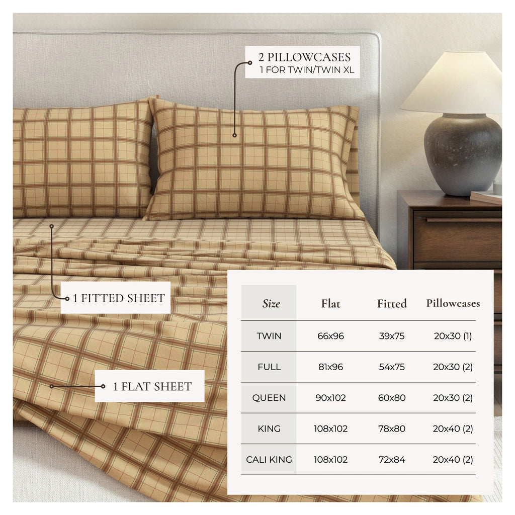 Bettwäsche-Set aus türkischer Baumwoll-Flanell – Karo- & Streifen-Kollektion