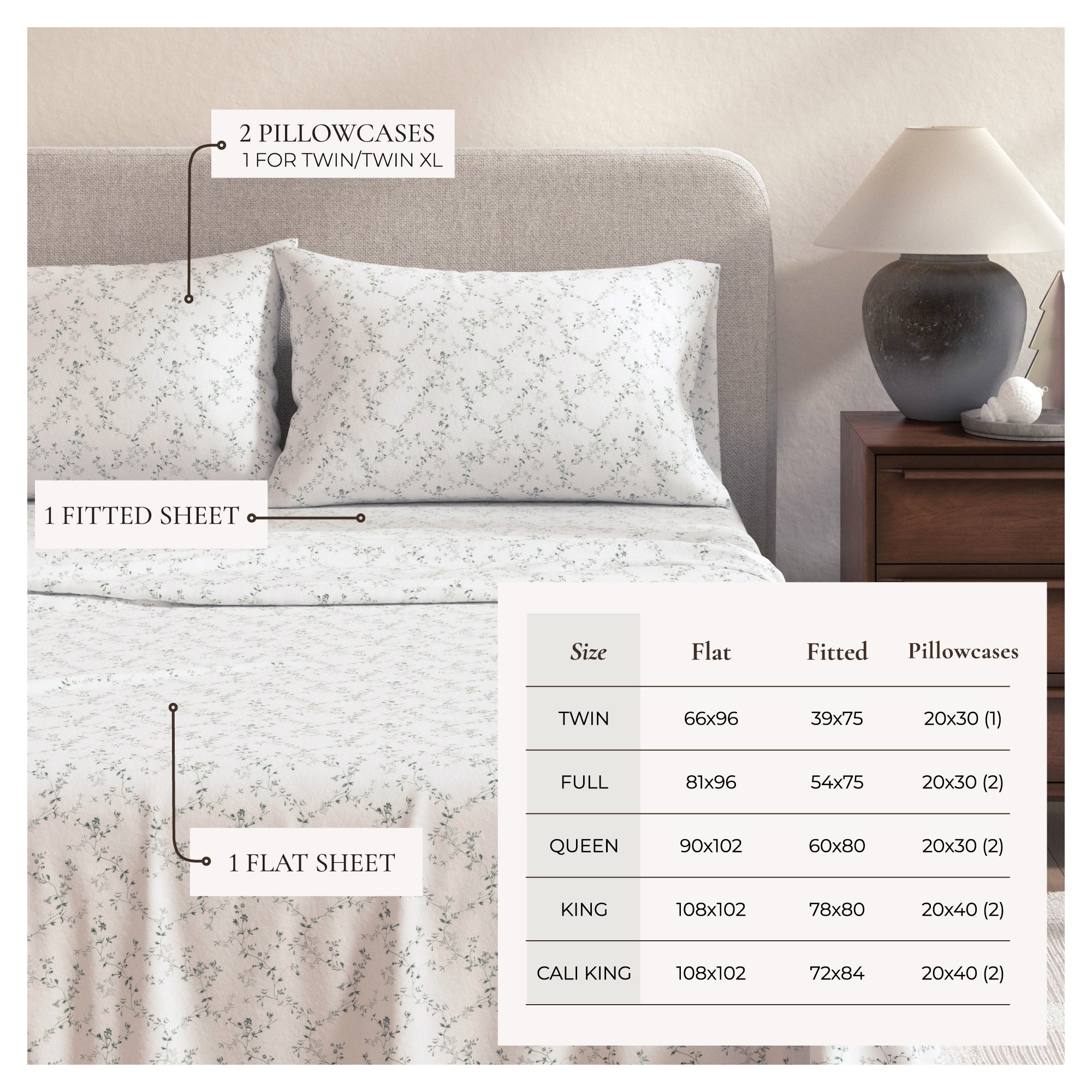 Parure de draps en flanelle de coton turc - Collection florale d'hiver