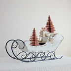 Iron Sleigh Figurine - Distressed Cream and Black