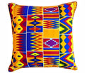 African Print Fabric Pillow Cover - Colorful Kente Style
