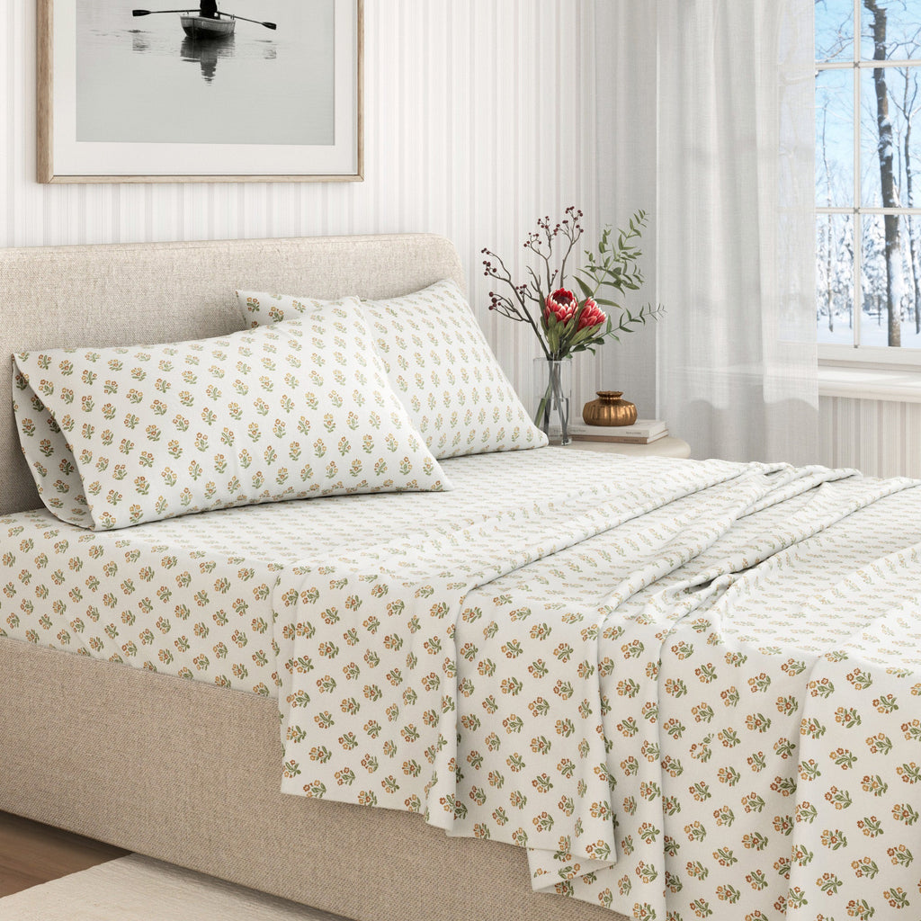 Parure de draps en flanelle de coton turc - Collection florale d'hiver