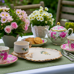 Porcelain Tea & Snack Set by Belle Monez - 1963 Leaf Tray Design