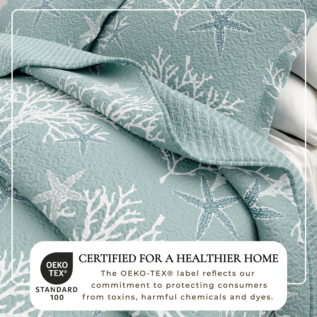 Fenwick Collection Quilt Set - Reversible Coral Microfiber Quilt